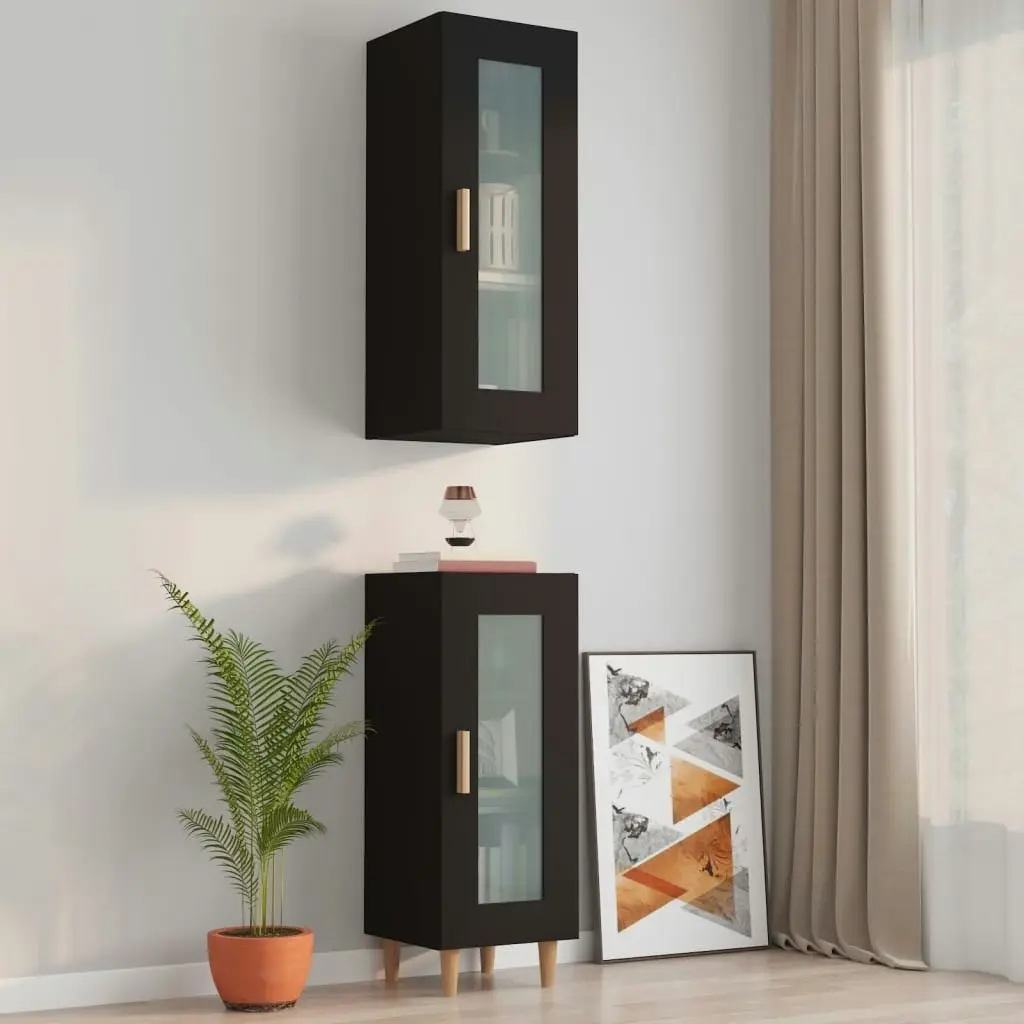 Hanging Wall Cabinet Black 34.5x34x90 cm 812448