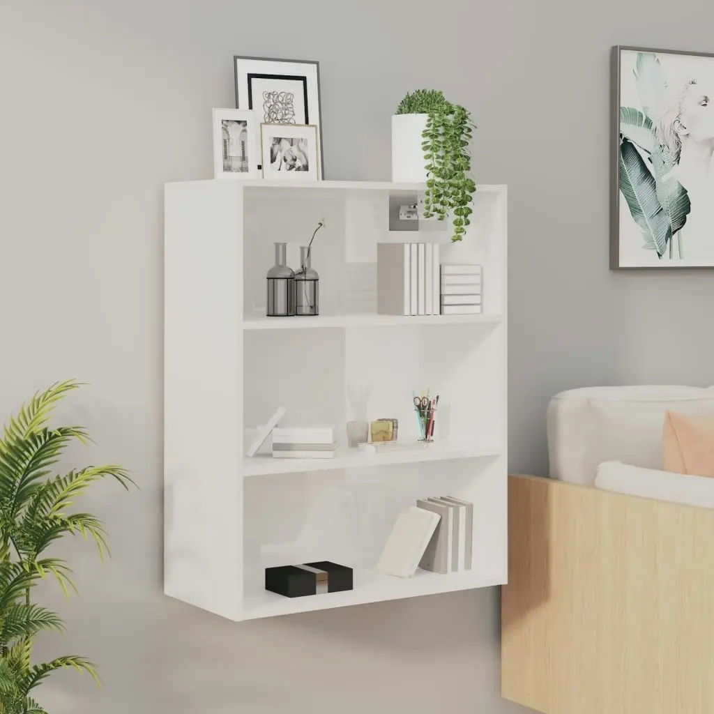 Hanging Wall Cabinet High Gloss White 69.5x32.5x90 cm 812318