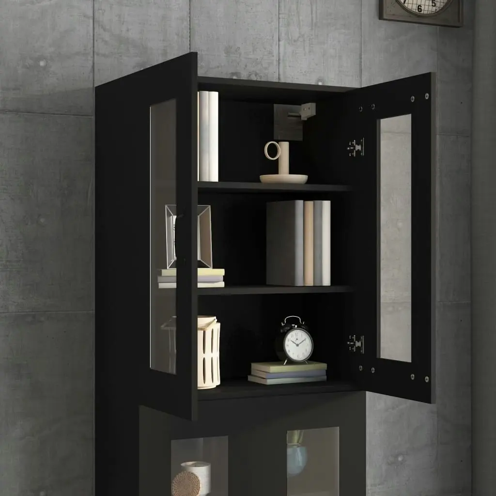 Hanging Wall Cabinet Black 69.5x34x90 cm 812286