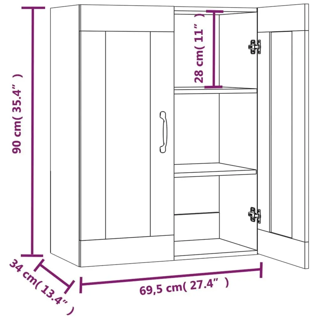 Hanging Wall Cabinet Black 69.5x34x90 cm 812286