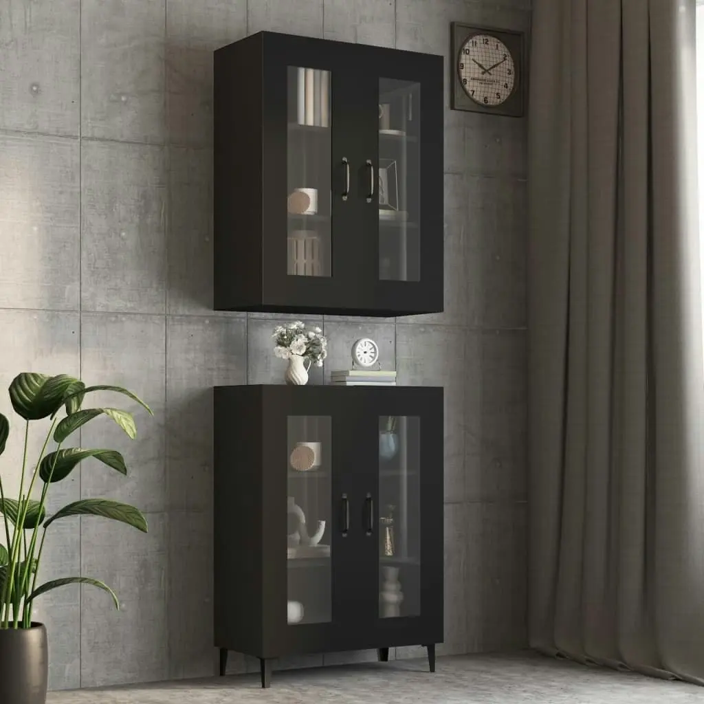 Hanging Wall Cabinet Black 69.5x34x90 cm 812286