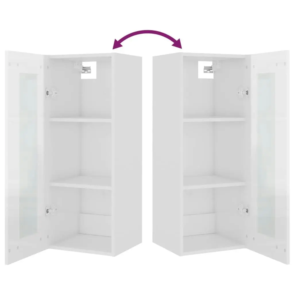 Hanging Wall Cabinet High Gloss White 34.5x34x90 cm 812453