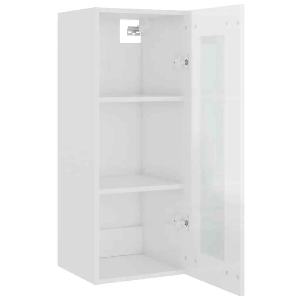 Hanging Wall Cabinet High Gloss White 34.5x34x90 cm 812453