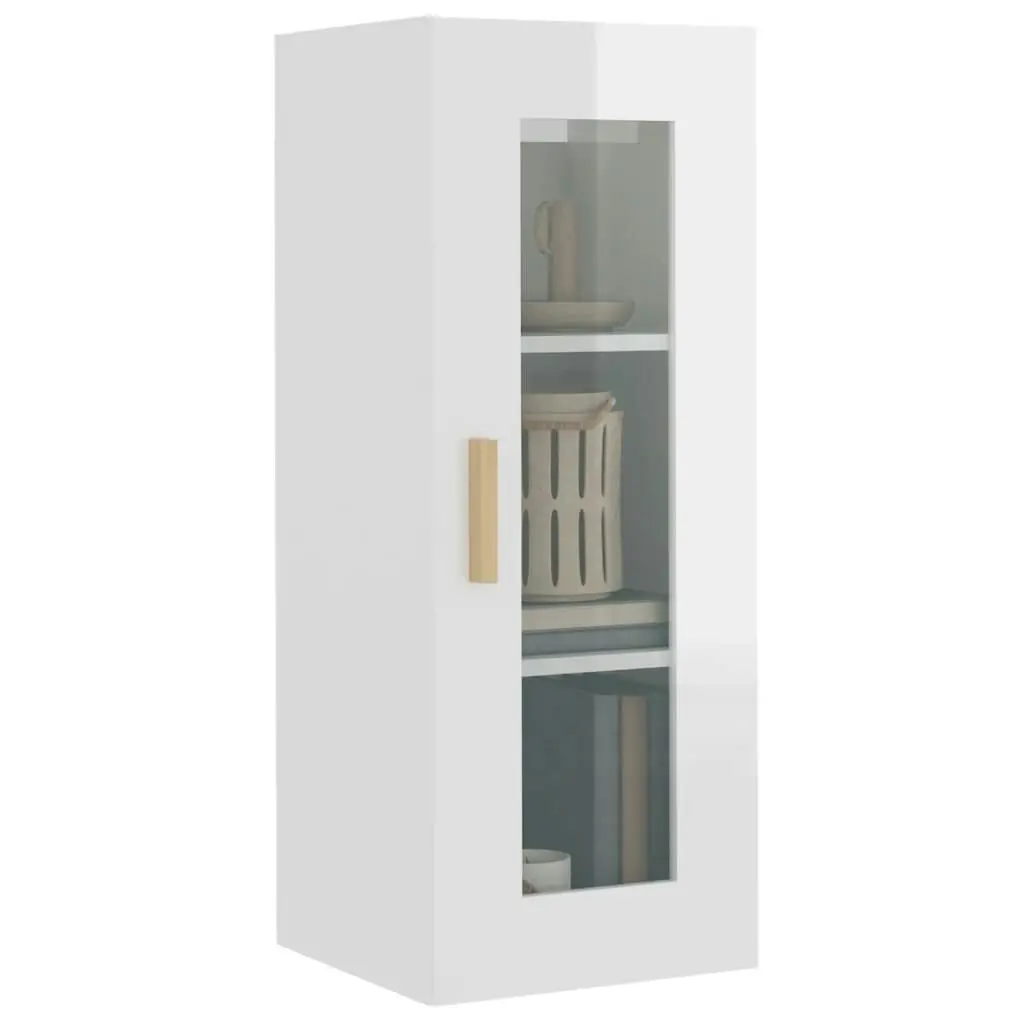 Hanging Wall Cabinet High Gloss White 34.5x34x90 cm 812453