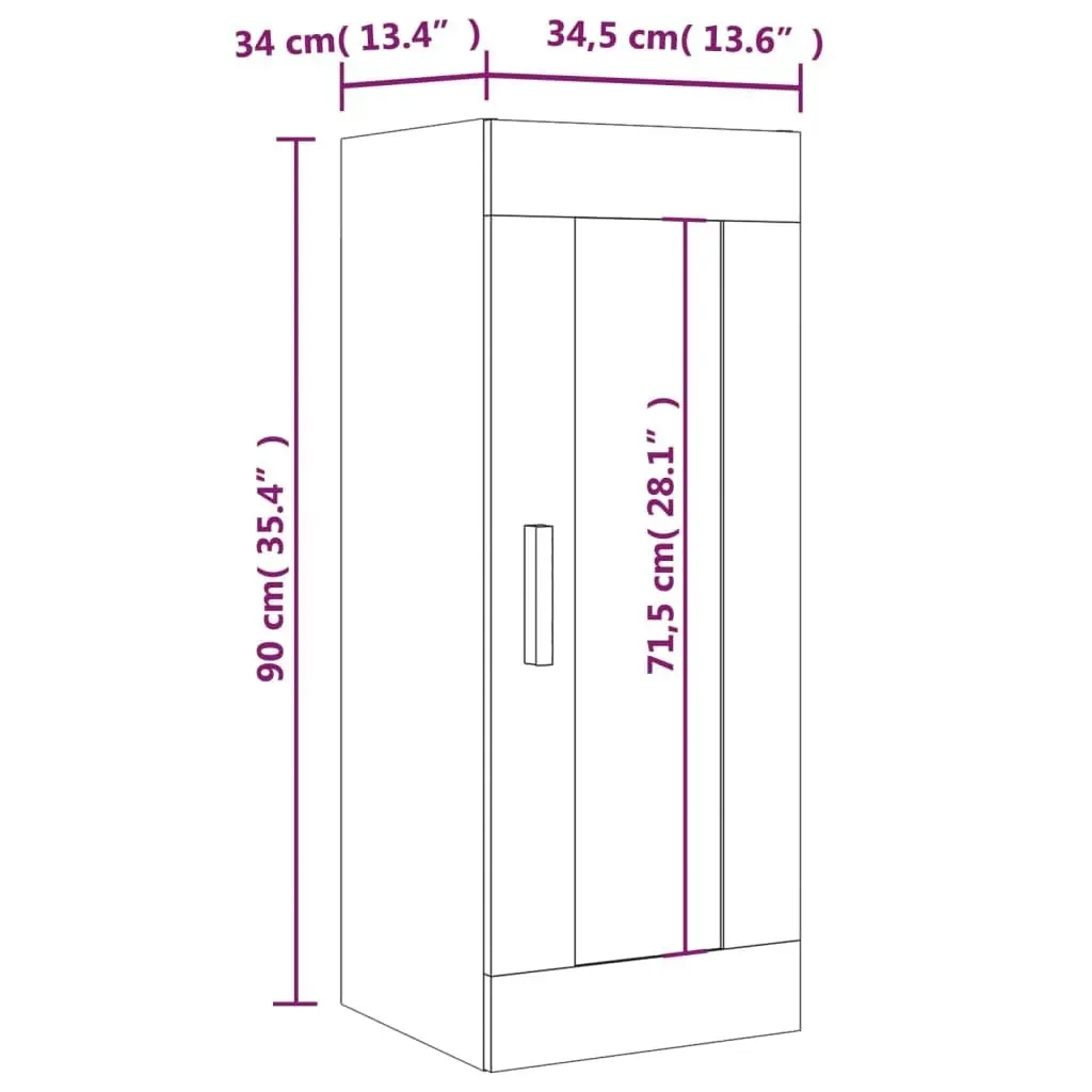 Hanging Wall Cabinet High Gloss White 34.5x34x90 cm 812453