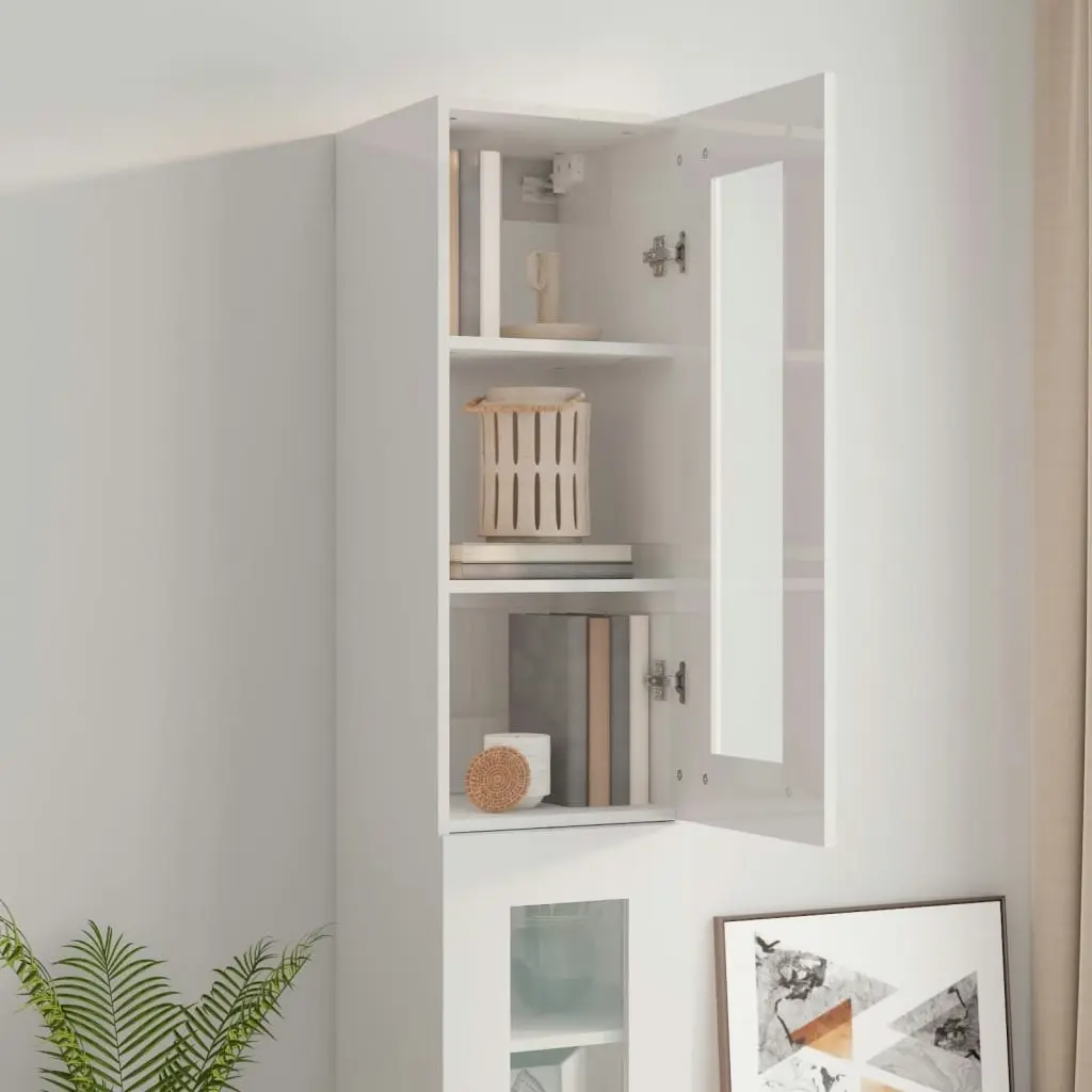 Hanging Wall Cabinet High Gloss White 34.5x34x90 cm 812453