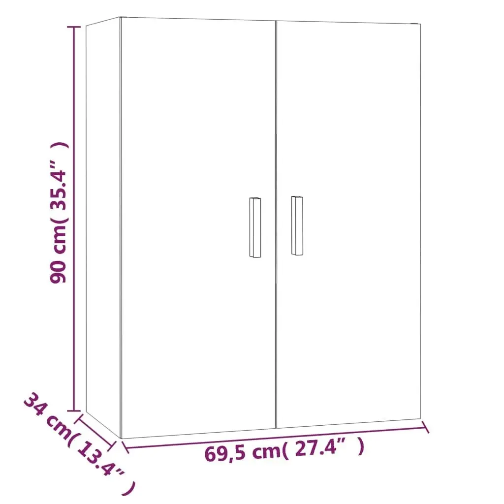 Hanging Wall Cabinet Smoked Oak 69.5x34x90 cm 817381