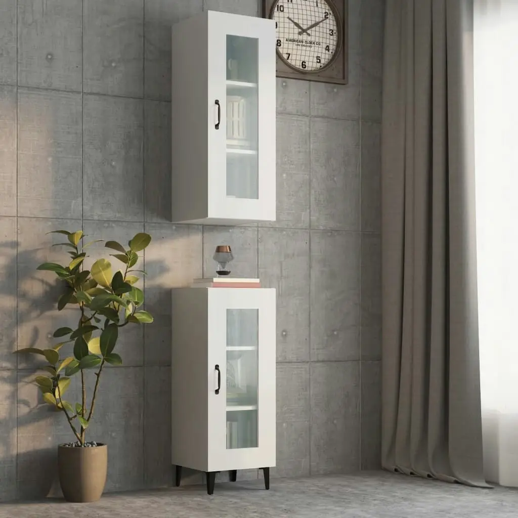 Hanging Wall Cabinet High Gloss White 34.5x34x90 cm 812462