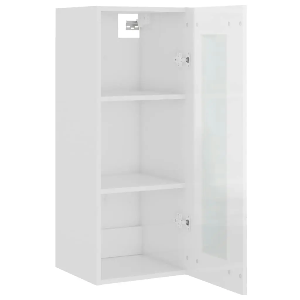 Hanging Wall Cabinet High Gloss White 34.5x34x90 cm 812462