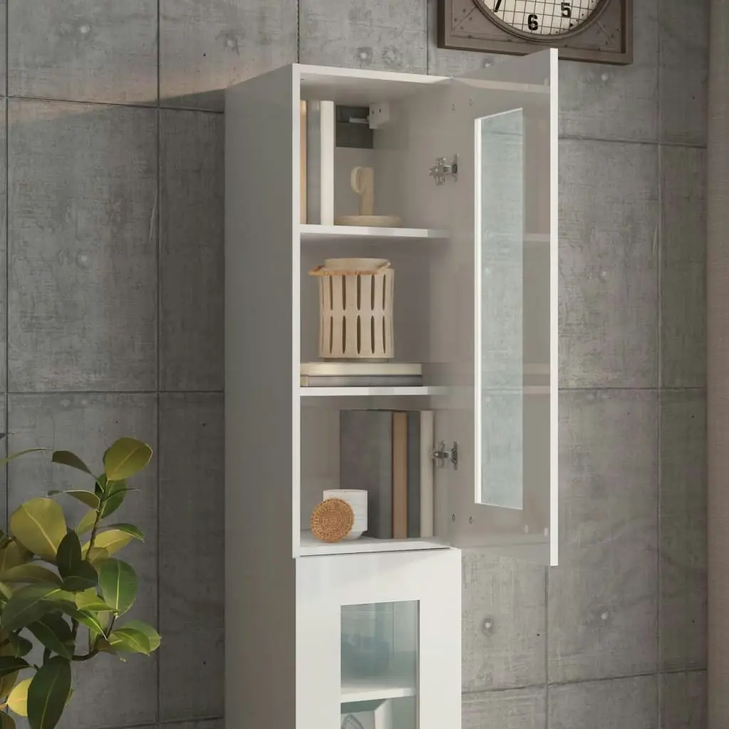 Hanging Wall Cabinet High Gloss White 34.5x34x90 cm 812462