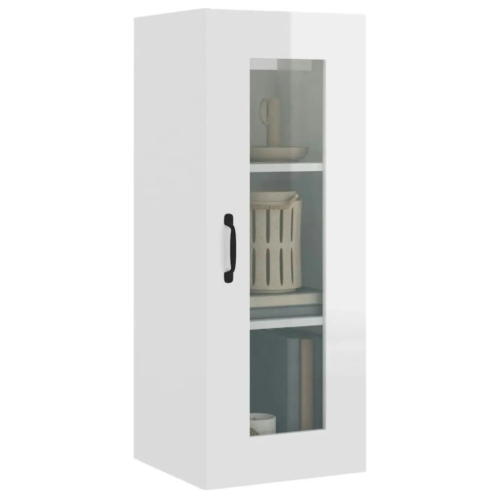 Hanging Wall Cabinet High Gloss White 34.5x34x90 cm 812462