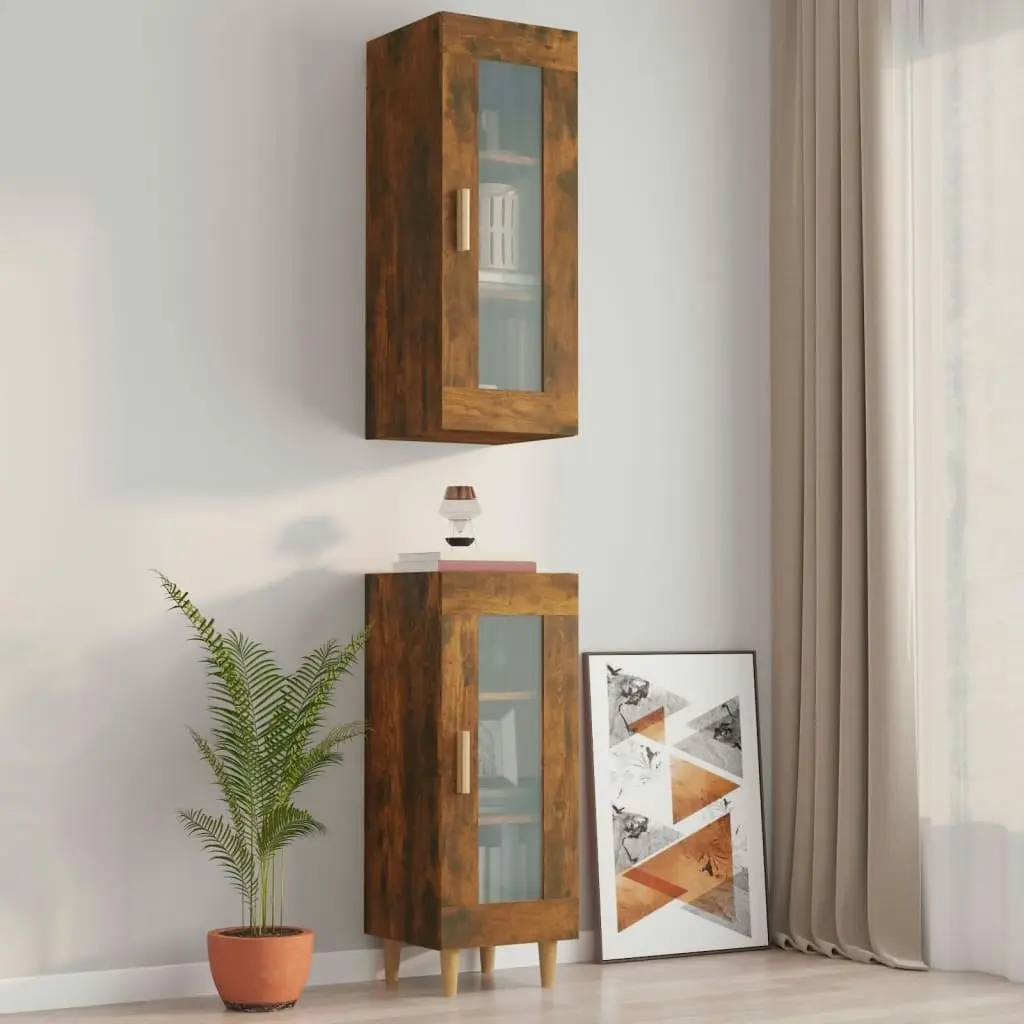 Hanging Wall Cabinet Smoked Oak 34.5x34x90 cm 817444