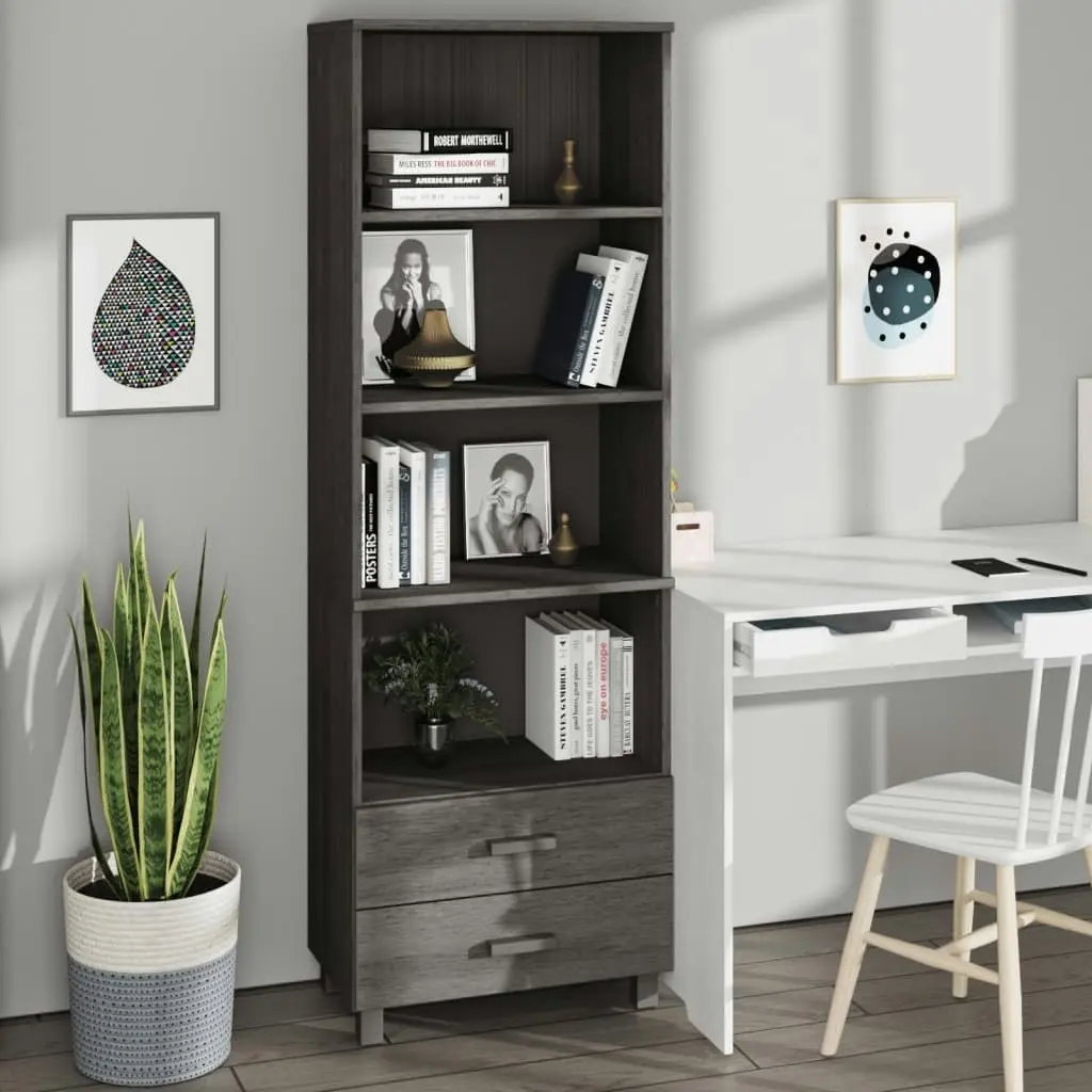 Highboard "HAMAR" Light Grey 60x35x180 cm Solid Wood Pine 340491