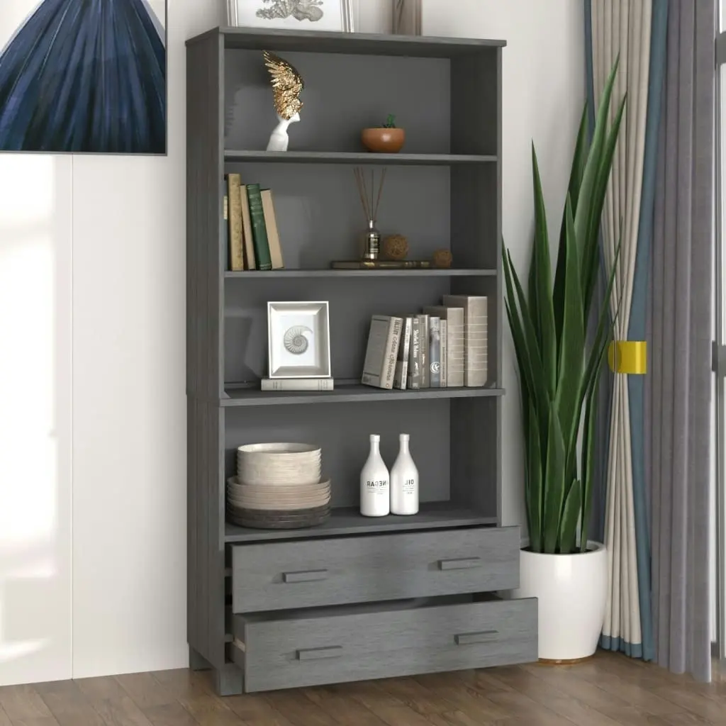 Highboard "HAMAR" Solid Wood Pine Dark Grey 3100936