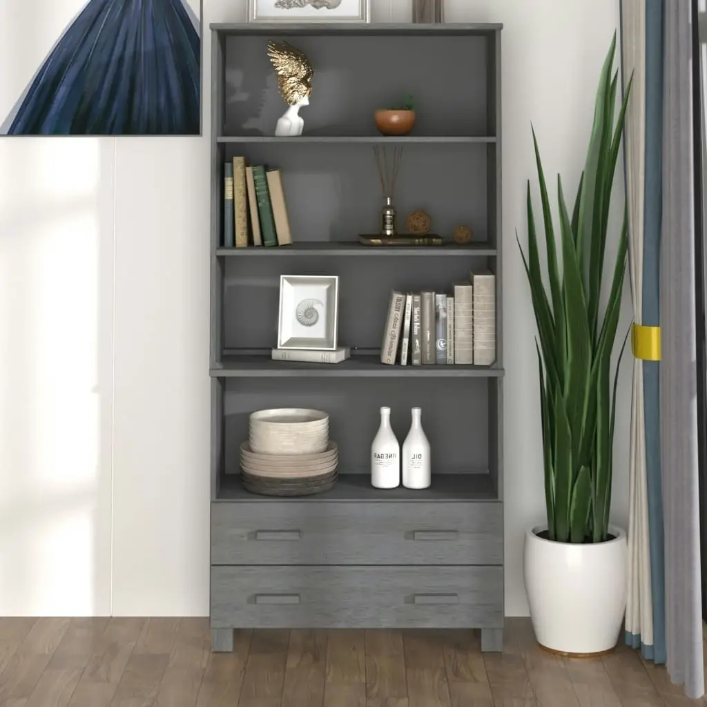 Highboard "HAMAR" Solid Wood Pine Dark Grey 3100936