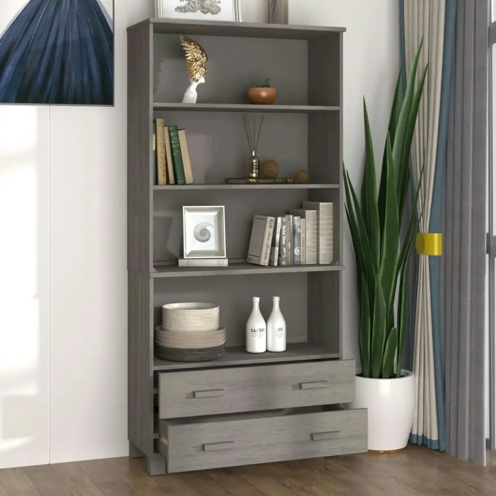 Highboard "HAMAR" Solid Wood Pine Light Grey 3100937