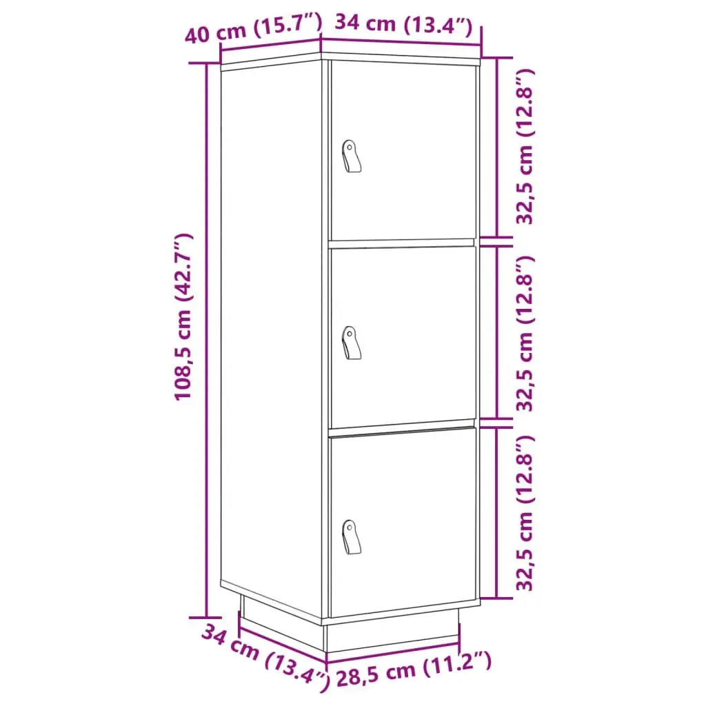 Highboard 34x40x108.5 cm Solid Wood Pine 820167