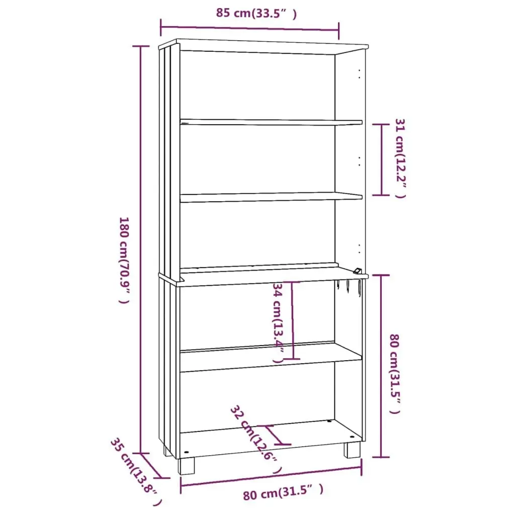 Highboard "HAMAR" Solid Wood Pine White 3100939