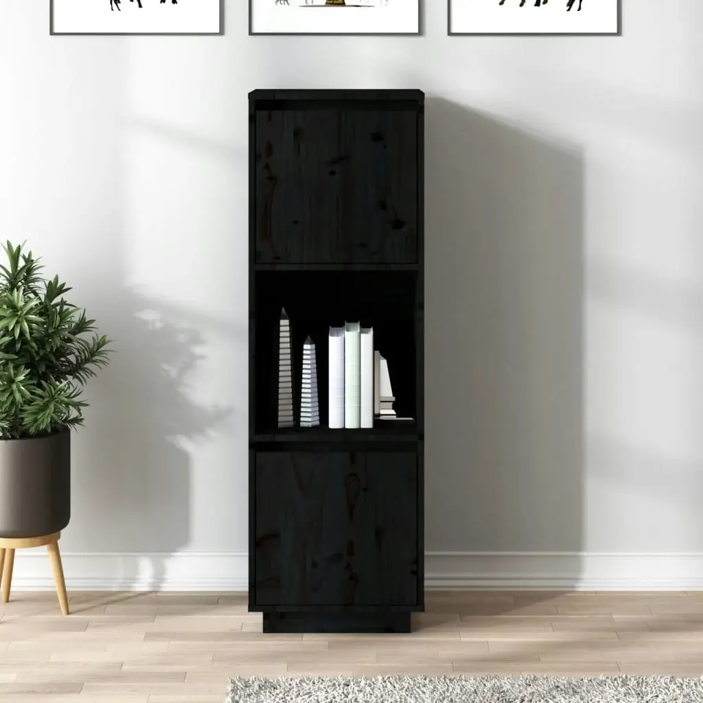 Highboard Black 38x35x117 cm Solid Wood Pine 814363