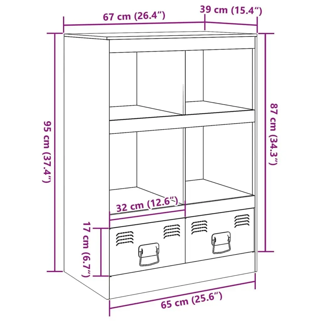 Highboard Black 67x39x95 cm Steel 841799