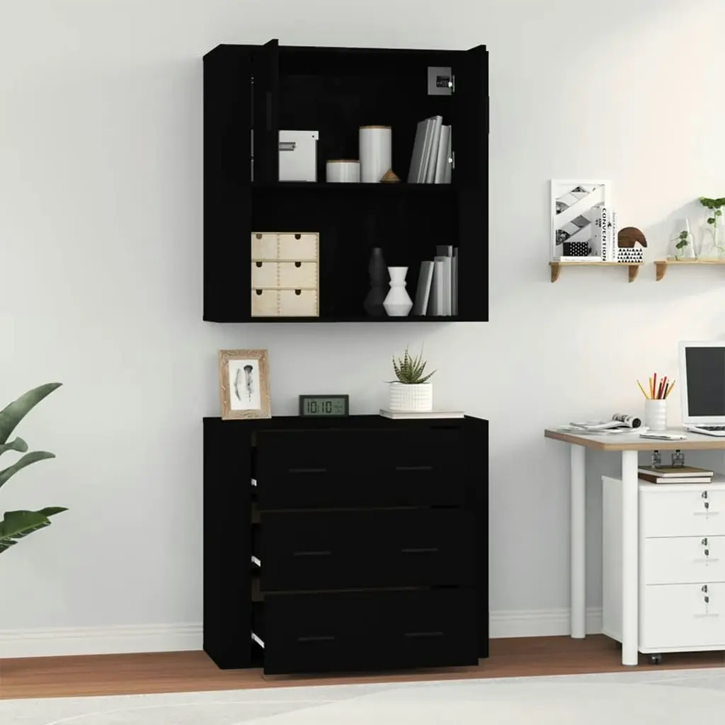 Highboard Black Engineered Wood 3185384