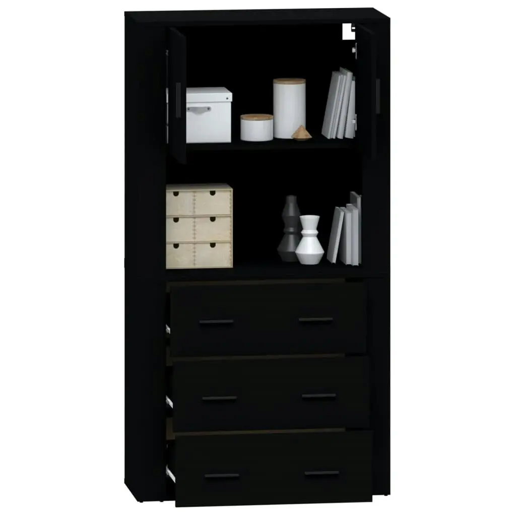 Highboard Black Engineered Wood 3185384