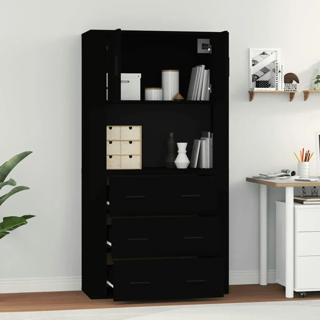 Highboard Black Engineered Wood 3185384