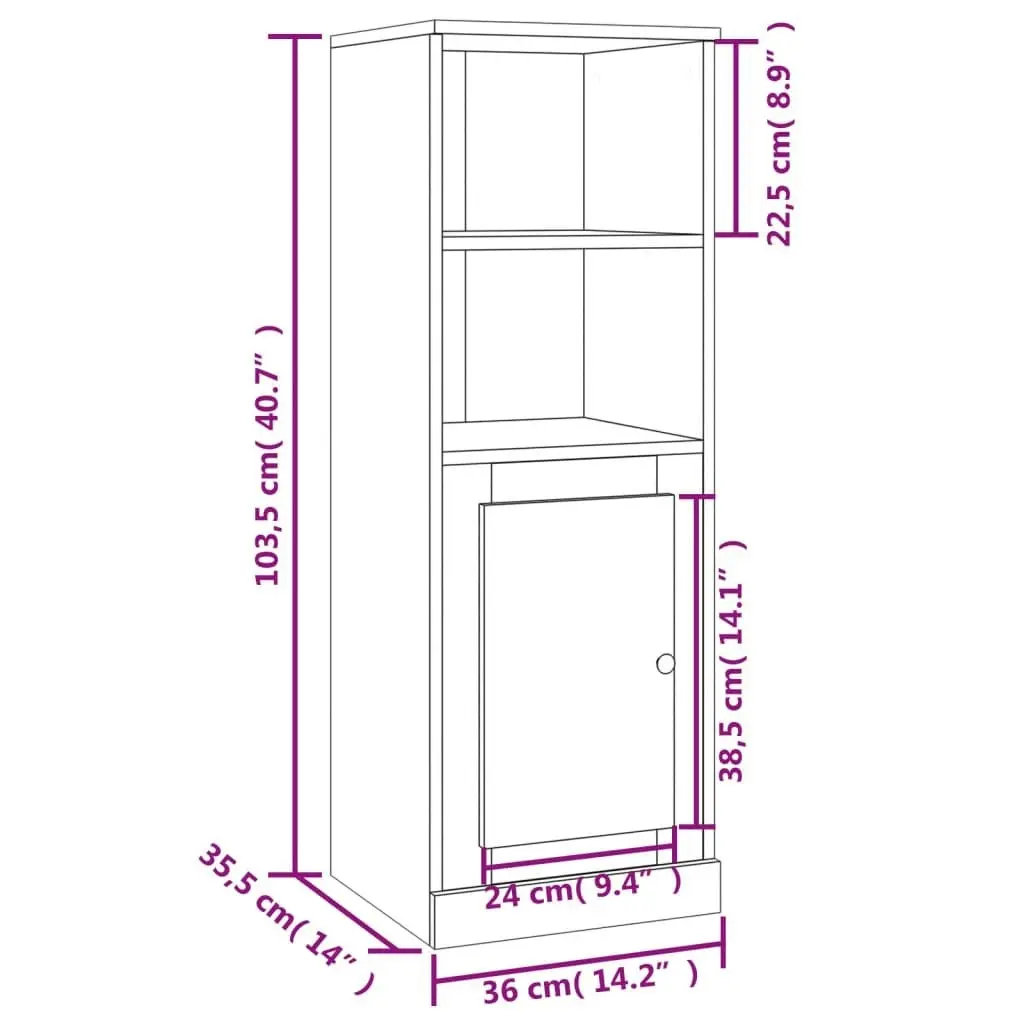 Highboard Brown Oak 36x35.5x103.5 cm Engineered Wood 816327