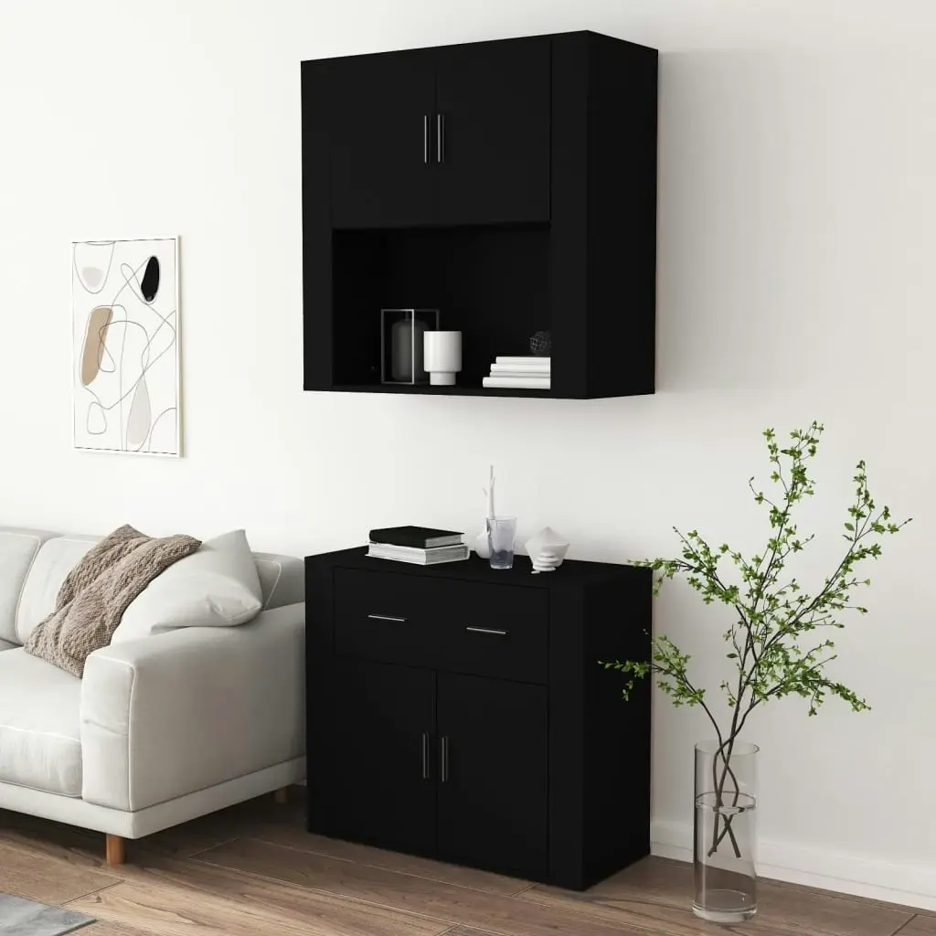 Highboard Black Engineered Wood 3185368