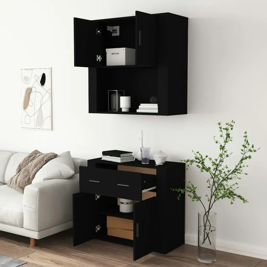 Highboard Black Engineered Wood 3185368