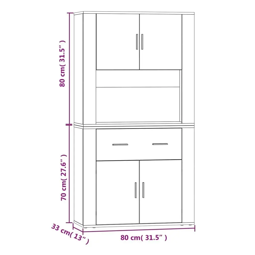 Highboard Black Engineered Wood 3185368