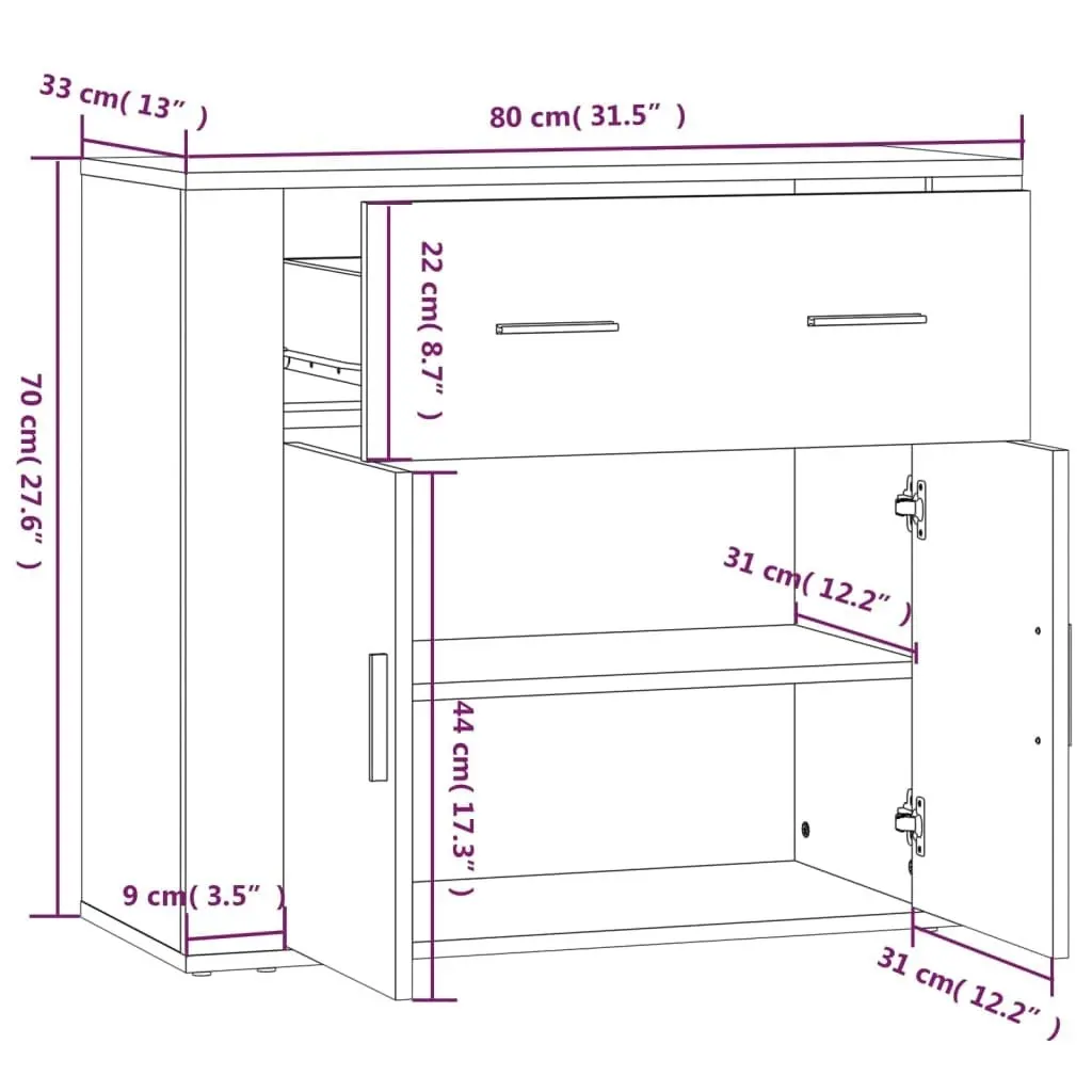 Highboard Brown Oak Engineered Wood 3185382