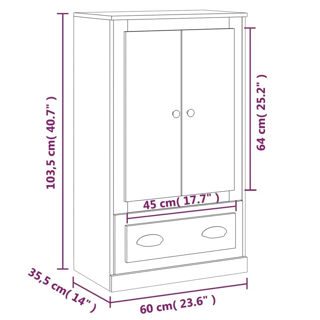 Highboard Concrete Grey 60x35.5x103.5 cm Engineered Wood 816300