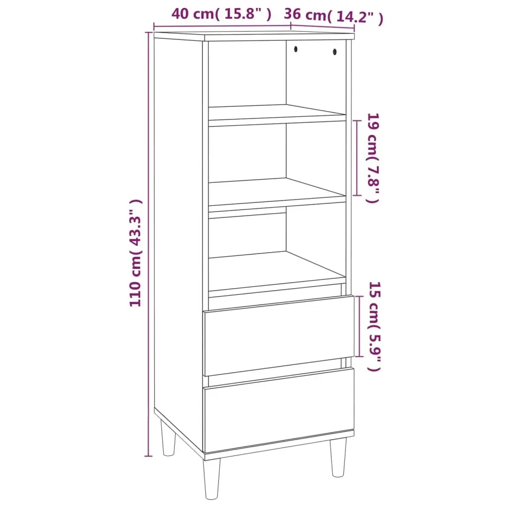 Highboard Concrete Grey 40x36x110 cm Engineered Wood 821240