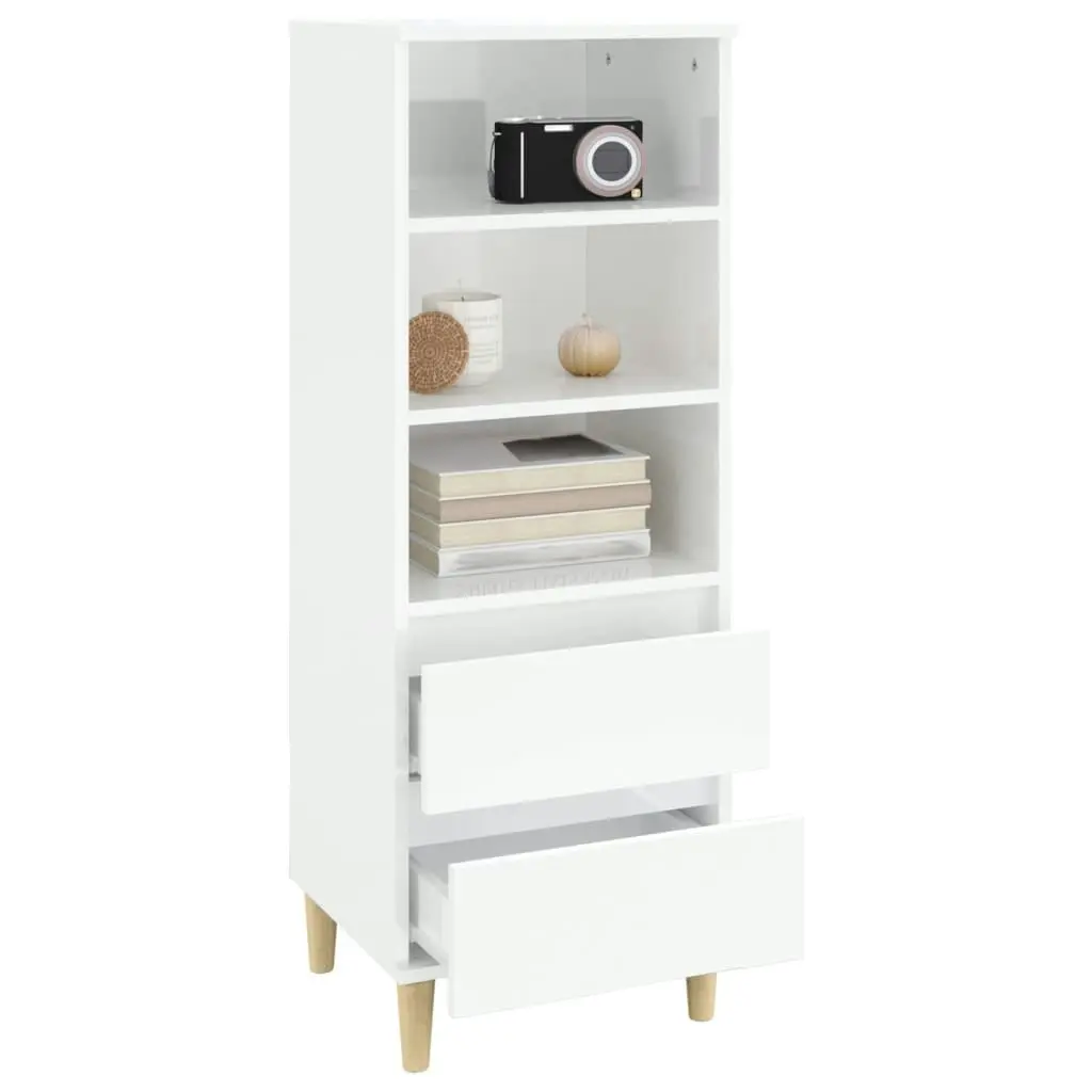 Highboard High Gloss White 40x36x110 cm Engineered Wood 821238