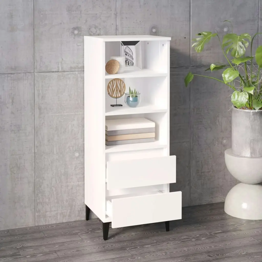 Highboard High Gloss White 40x36x110 cm Engineered Wood 821246