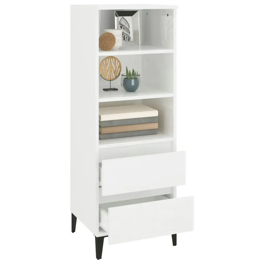 Highboard High Gloss White 40x36x110 cm Engineered Wood 821246