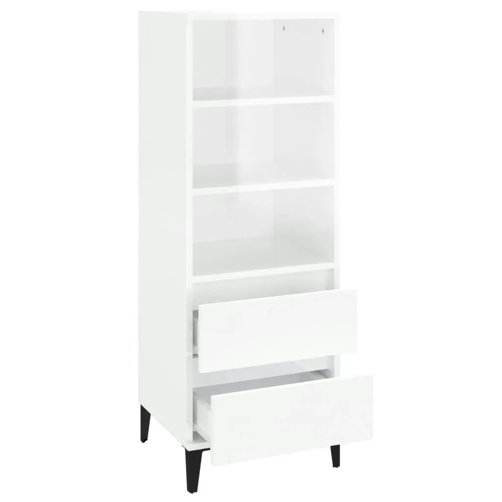 Highboard High Gloss White 40x36x110 cm Engineered Wood 821246