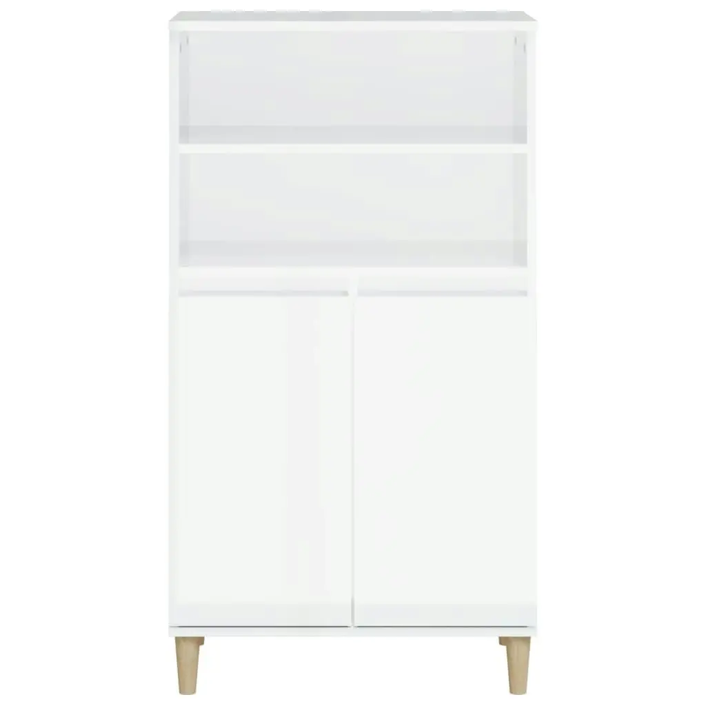 Highboard High Gloss White 60x36x110 cm Engineered Wood 821222