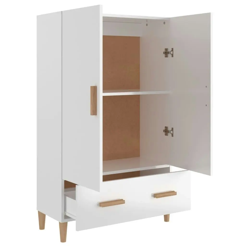 Highboard High Gloss White 70x31x115 cm Engineered Wood 812534