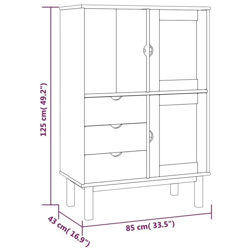 Highboard OTTA 85x43x125 cm Solid Wood Pine 351306