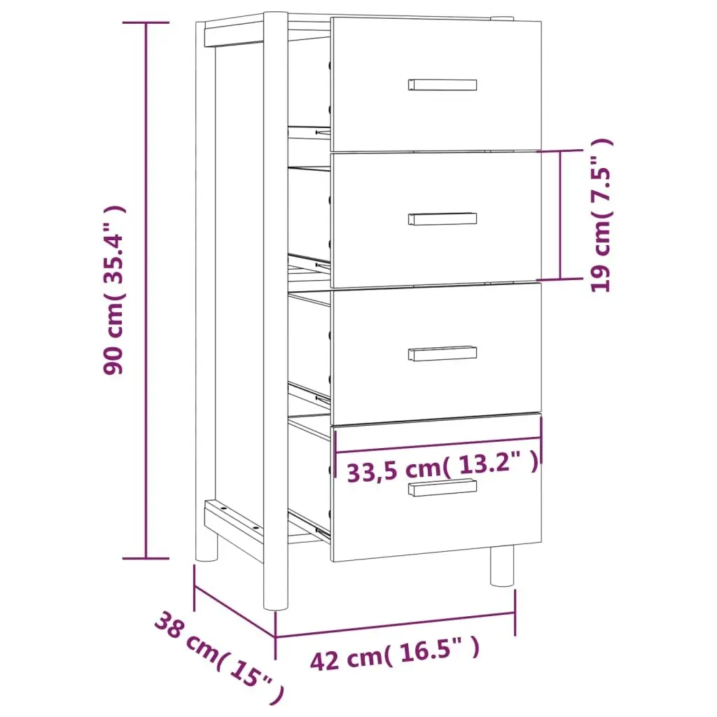 Highboard Black 42x38x90 cm Engineered Wood 345682