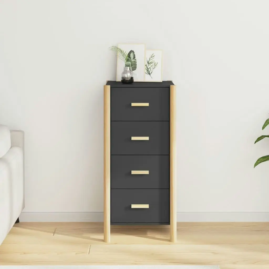 Highboard Black 42x38x90 cm Engineered Wood 345682