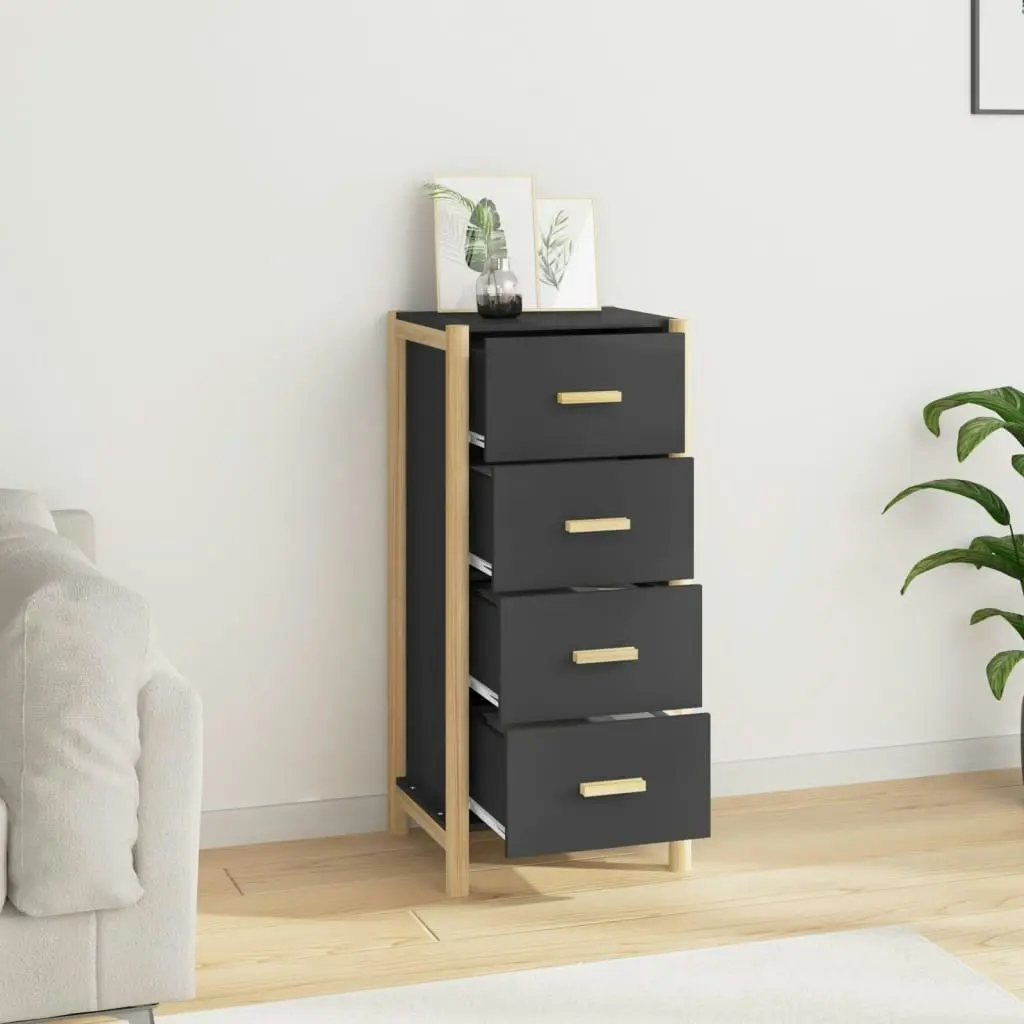 Highboard Black 42x38x90 cm Engineered Wood 345682