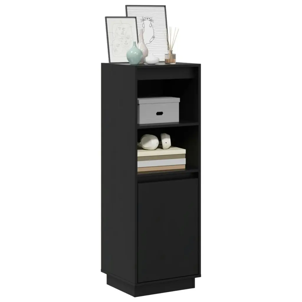 Highboard Black 37x34x110 cm Solid Wood Pine 813519