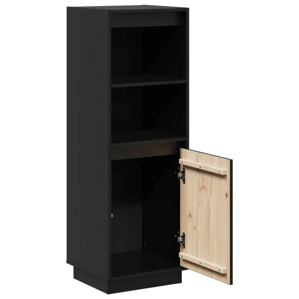 Highboard Black 37x34x110 cm Solid Wood Pine 813519