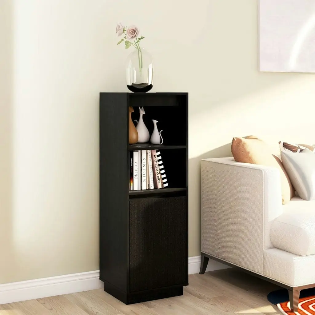 Highboard Black 37x34x110 cm Solid Wood Pine 813519