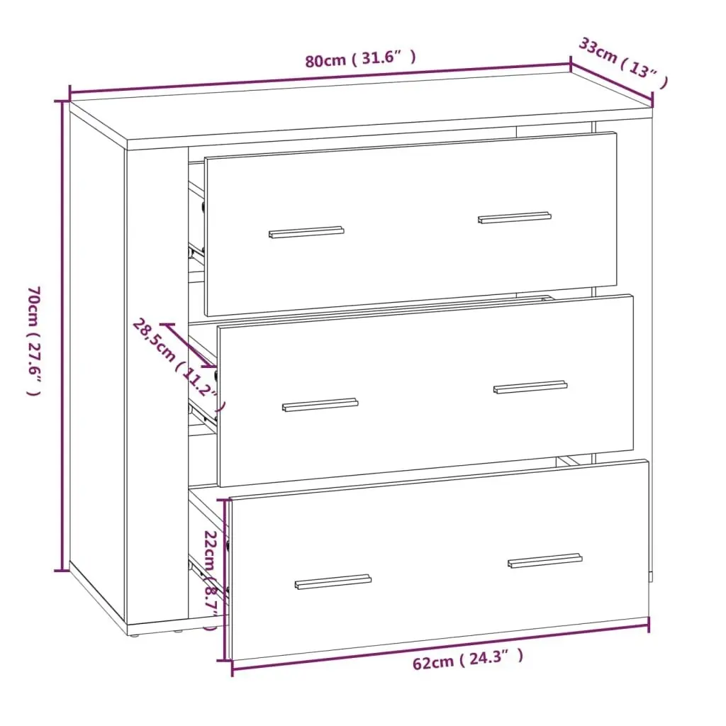 Highboard Brown Oak Engineered Wood 3185398