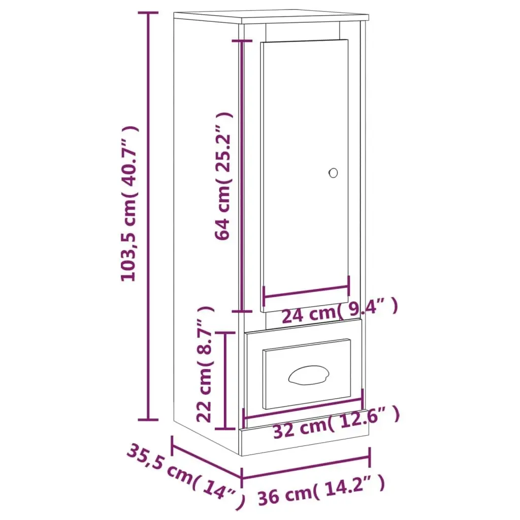 Highboard Grey Sonoma 36x35.5x103.5 cm Engineered Wood 816310