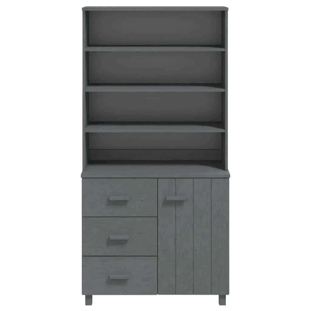 Highboard "HAMAR" Solid Wood Pine Dark Grey 3100924